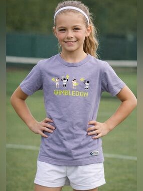 Wimbledon Lavender Pixel Tennis Tee for Kids